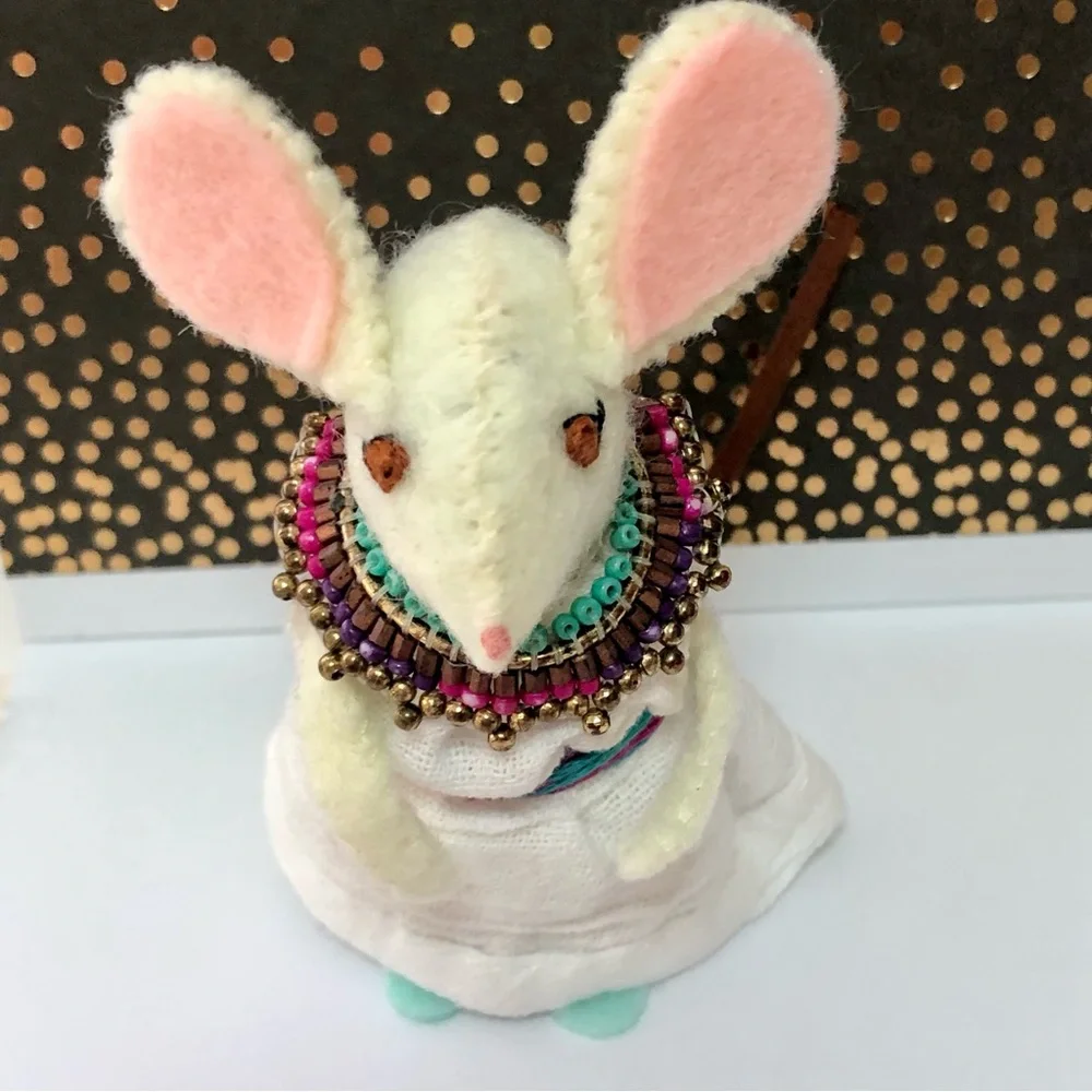 Egyptian Queen costume felt mouse art doll Halloween cake topper Summerween